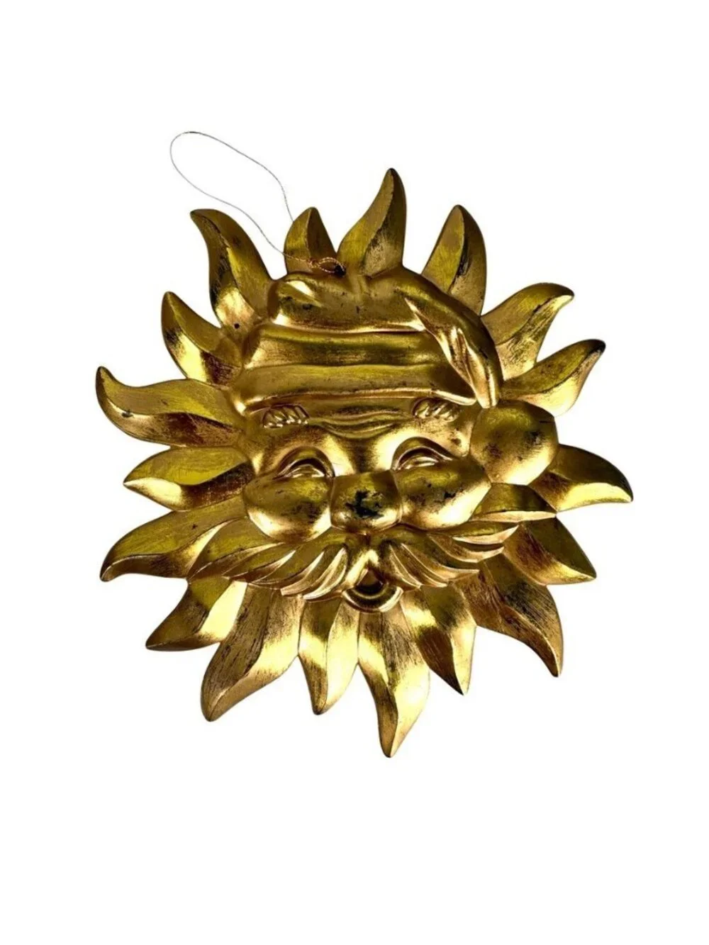 Vintage Gold Sun Santa Claus Christmas Ornaments Set Of 8 Whimsigoth Celestial